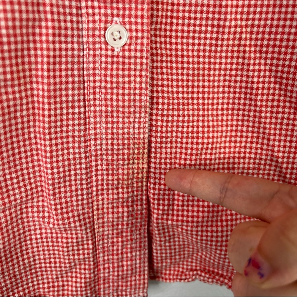 Scooby Doo Shirt Women's 26/28W Red White Plaid Button Down Sleeveless Cotton - Picture 7 of 13